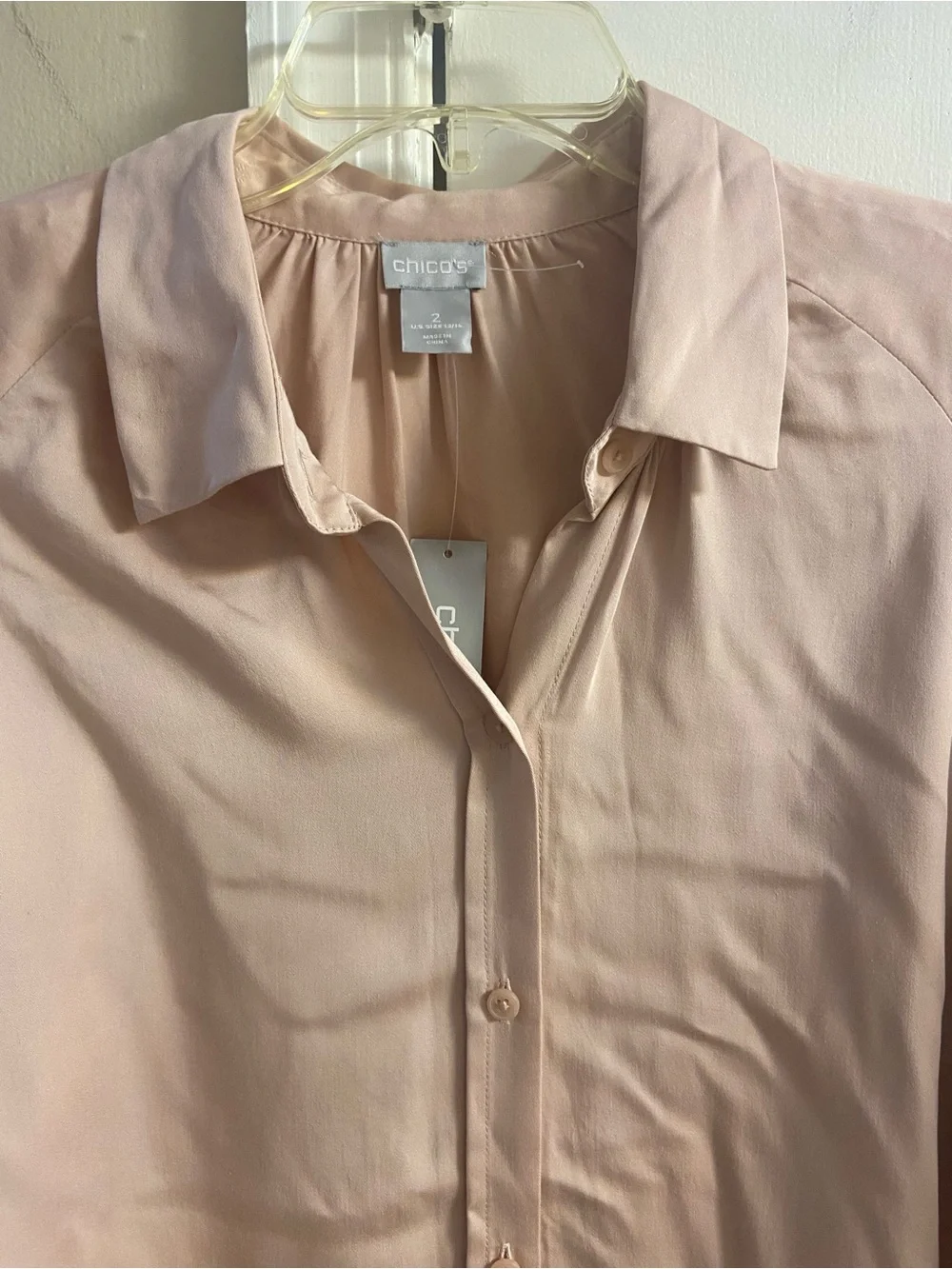 Chico's Cold Shoulder Button Front Short Sleeve Top Large NWT